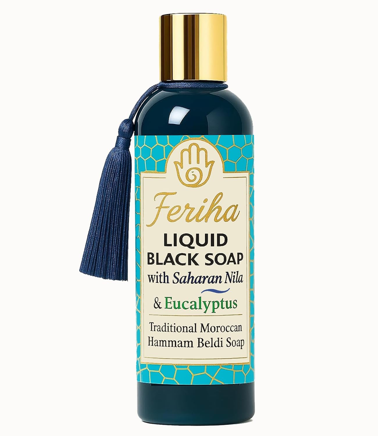 Moroccan Liquid Black Soap with Saharan Nila and Eucalyptus – Traditional Ham…