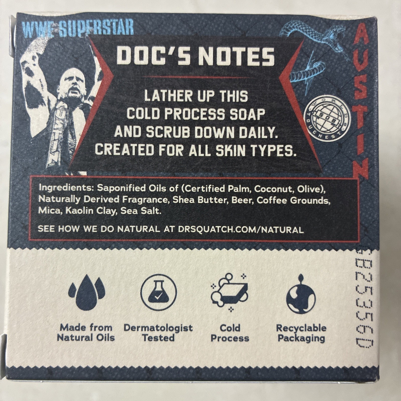 5 New Dr Squatch Stone Cold Stunner Limited WWE Heavy Grit Mens Natural Soap Lot