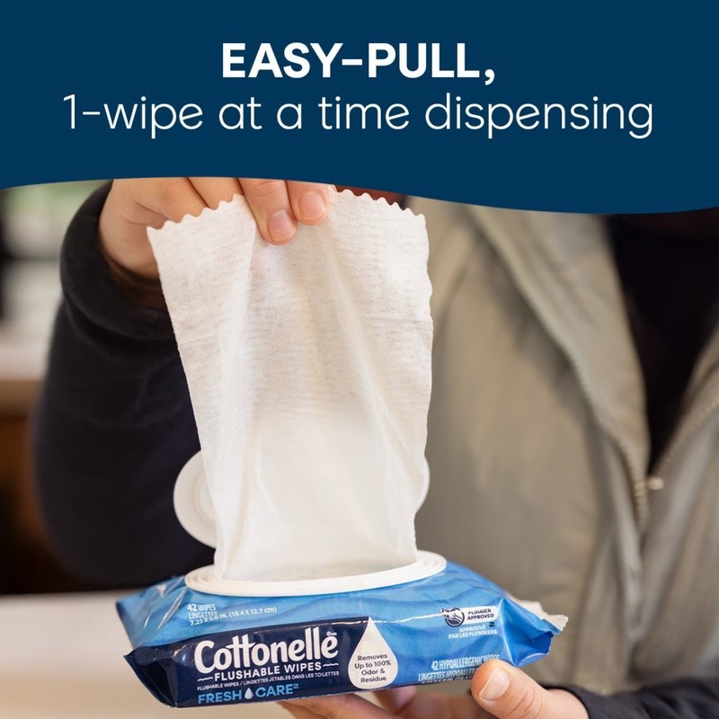 Flushable Wet Wipes Resealable Pack Gentle Clean Odor Removal 168 Count New