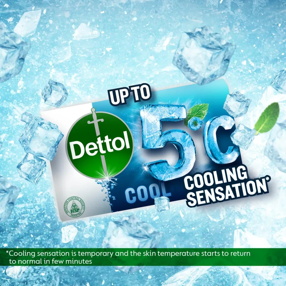 Pack of 12 Dettol Anti-Bacterial Cool Soap Bar 110g Menthol Bath Soap