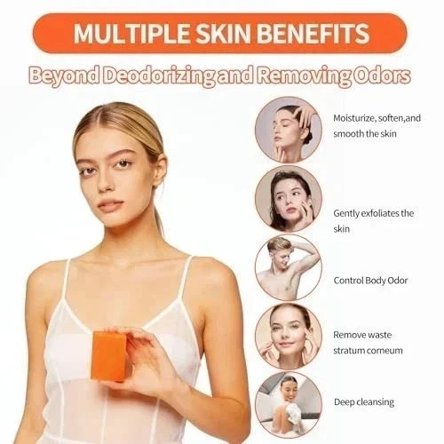 3 PACK Persimmon Soap Bar for Old People SmellNatural Deodorant Body Face Bar S
