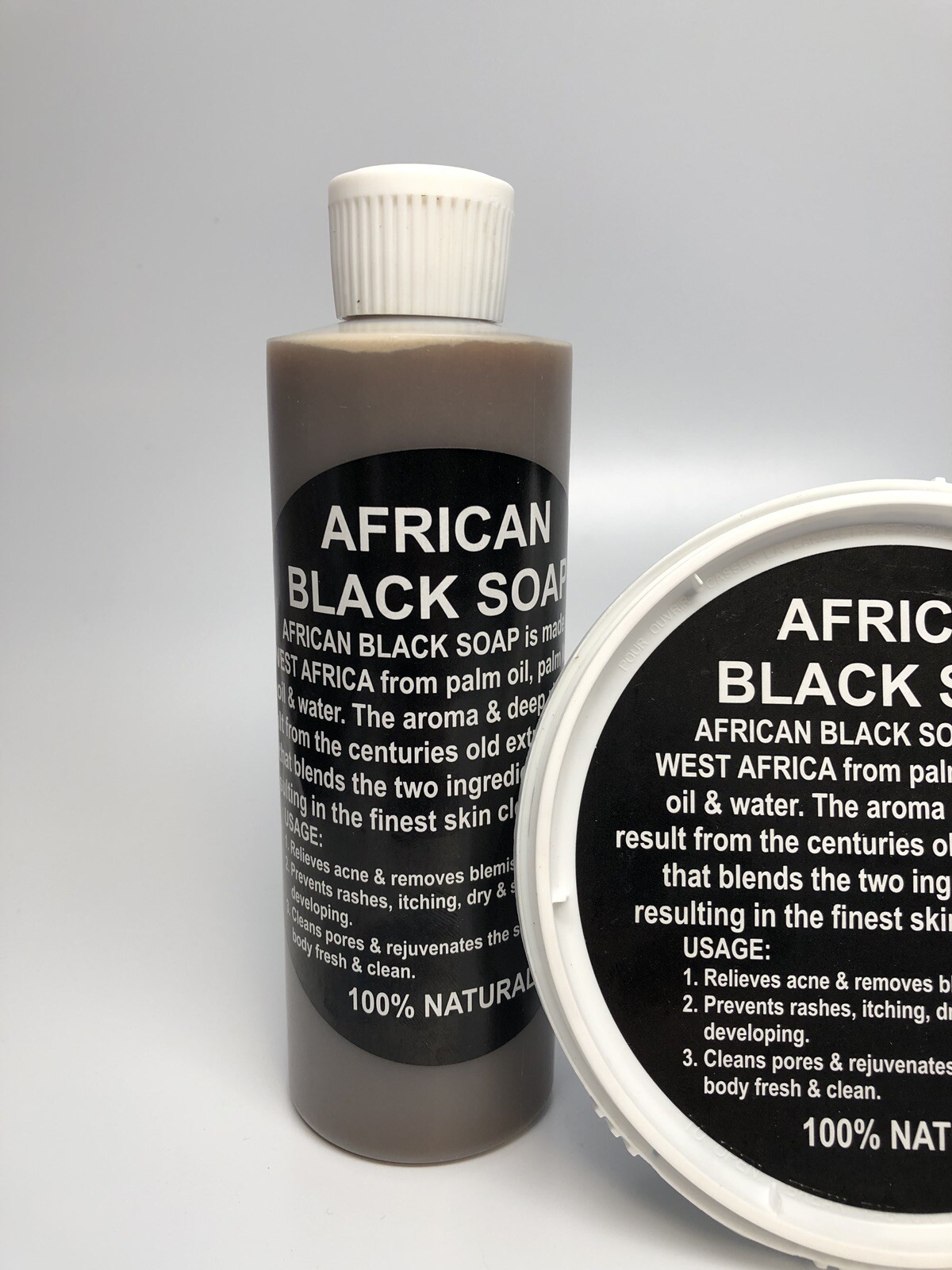 Raw African Black Soap Liquid Paste – Pure Natural Organic Body Face BUNDLE 8 oz