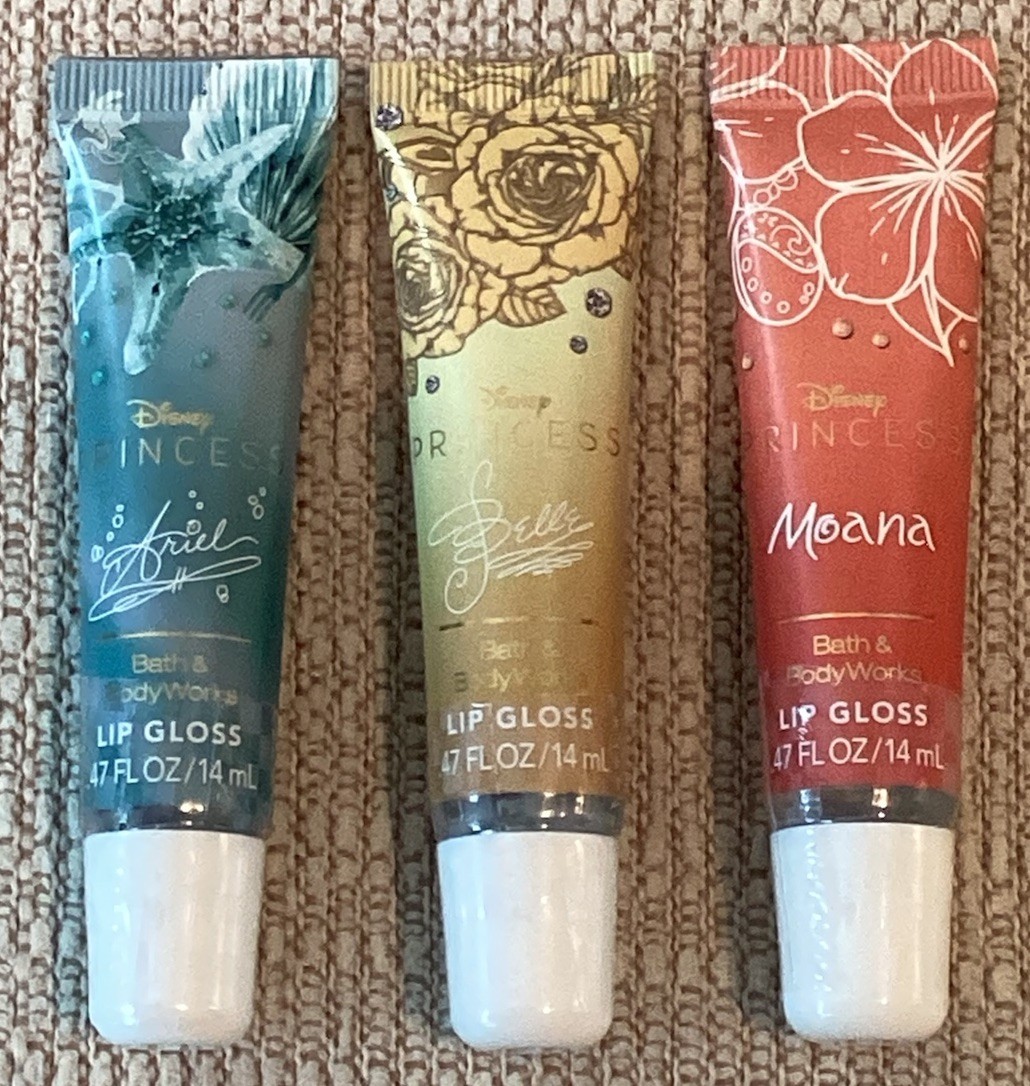 Bath and Body Works~Disney Lip Gloss – Belle, Moana & Ariel Set Of 3~Ltd.Ed