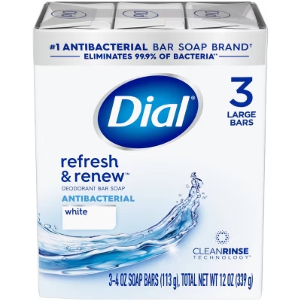 Dial Refresh & Renew White Deodorant Antibacterial Bar Soap – 4oz