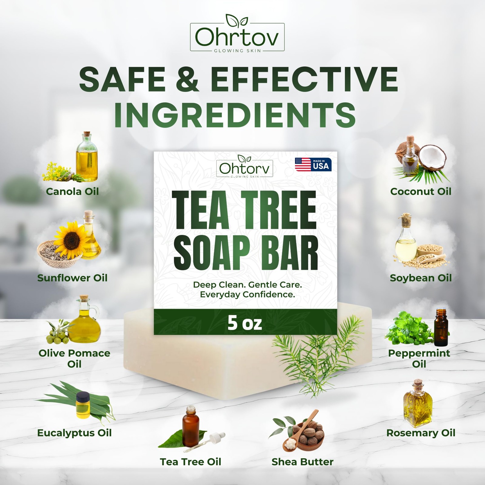 Tea Tree Soap Bar – Natural Defense Tea Tree Oil Wash for Face & Body – Deeply