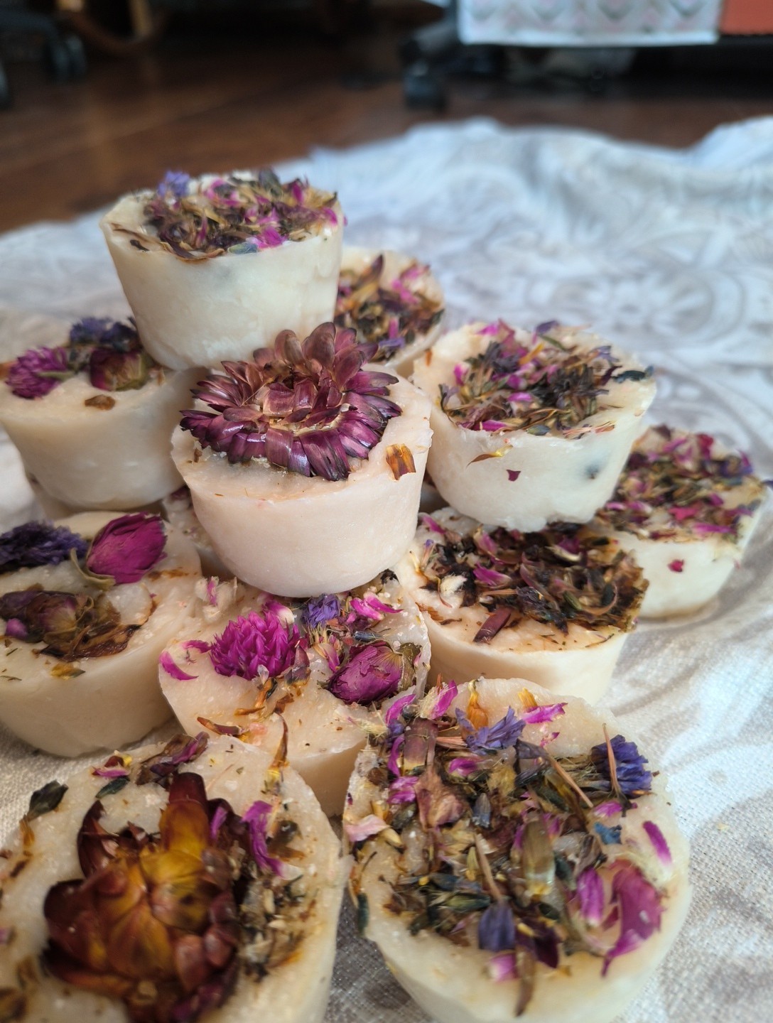 African Violet Shea Butter Handmade Soap, 4 Bars, 0.5oz Each.