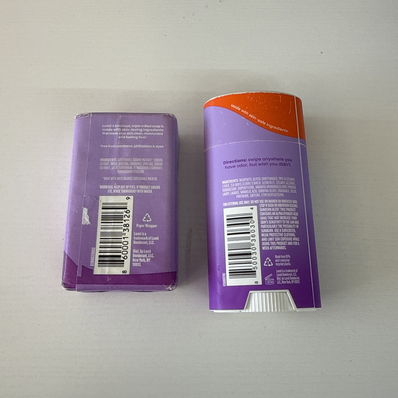 Lume Triple Milled Bar Soap Lavender Sage 5 oz & Whole Body Deodorant 2.6 READ
