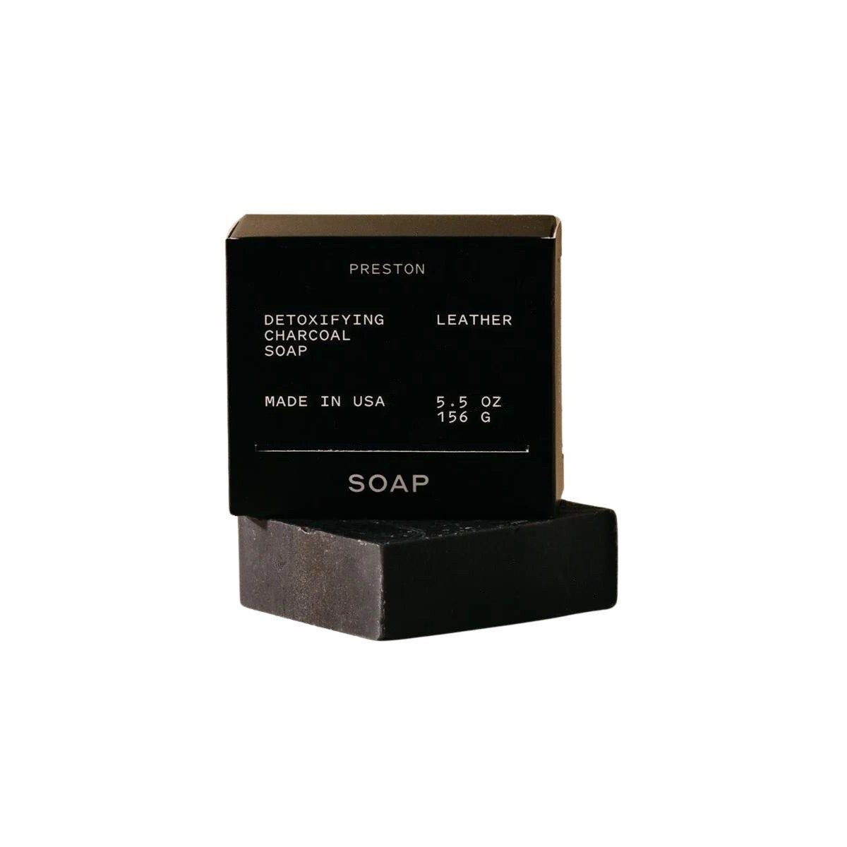 Preston Grooming Detoxifying Charcoal Bar Soap Leather 5.5 oz