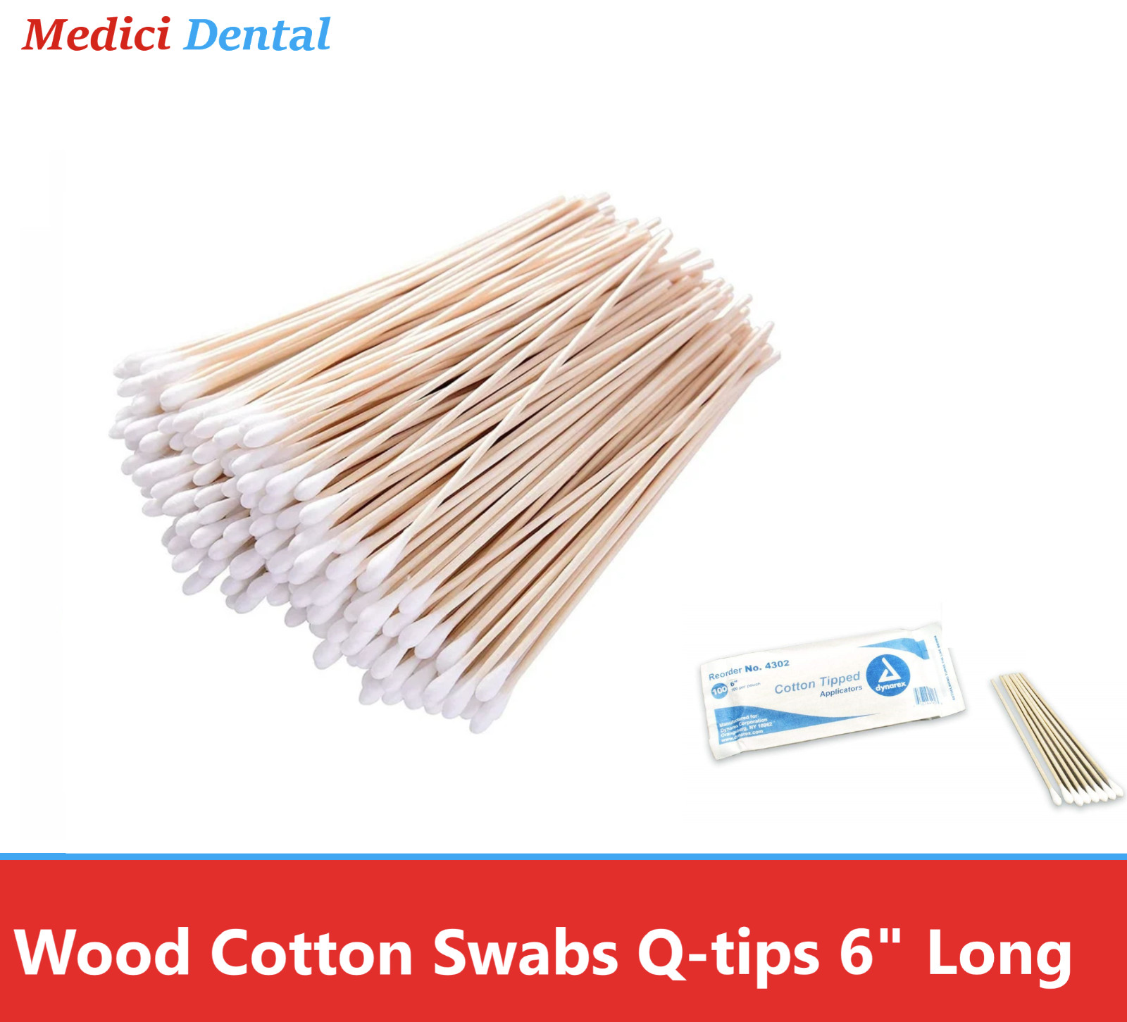 600pc Cotton Swabs Swab Q-tips 6″ Long Wood Medical Grade Manufacturer Sealed US