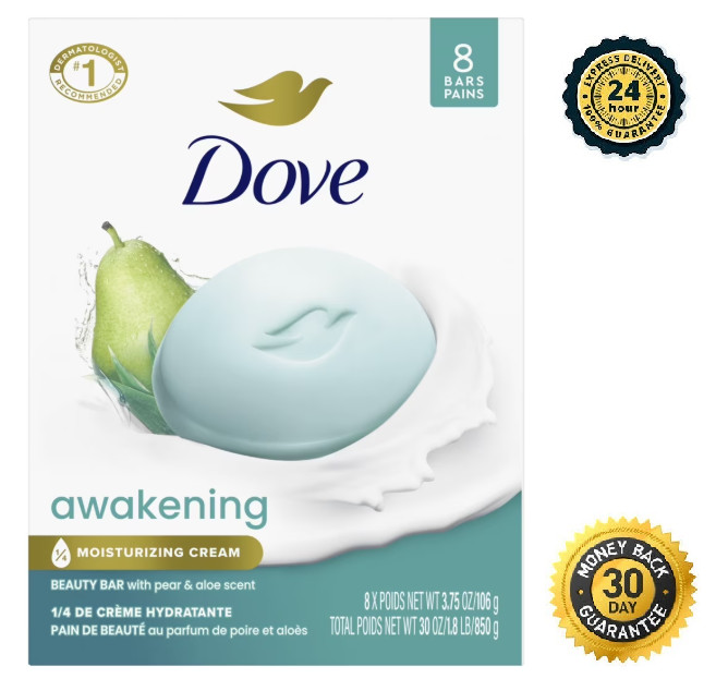 Dove Awakening Gentle Beauty Bar Soap All Skin Type, Pear and Aloe, 3.75 oz NEW