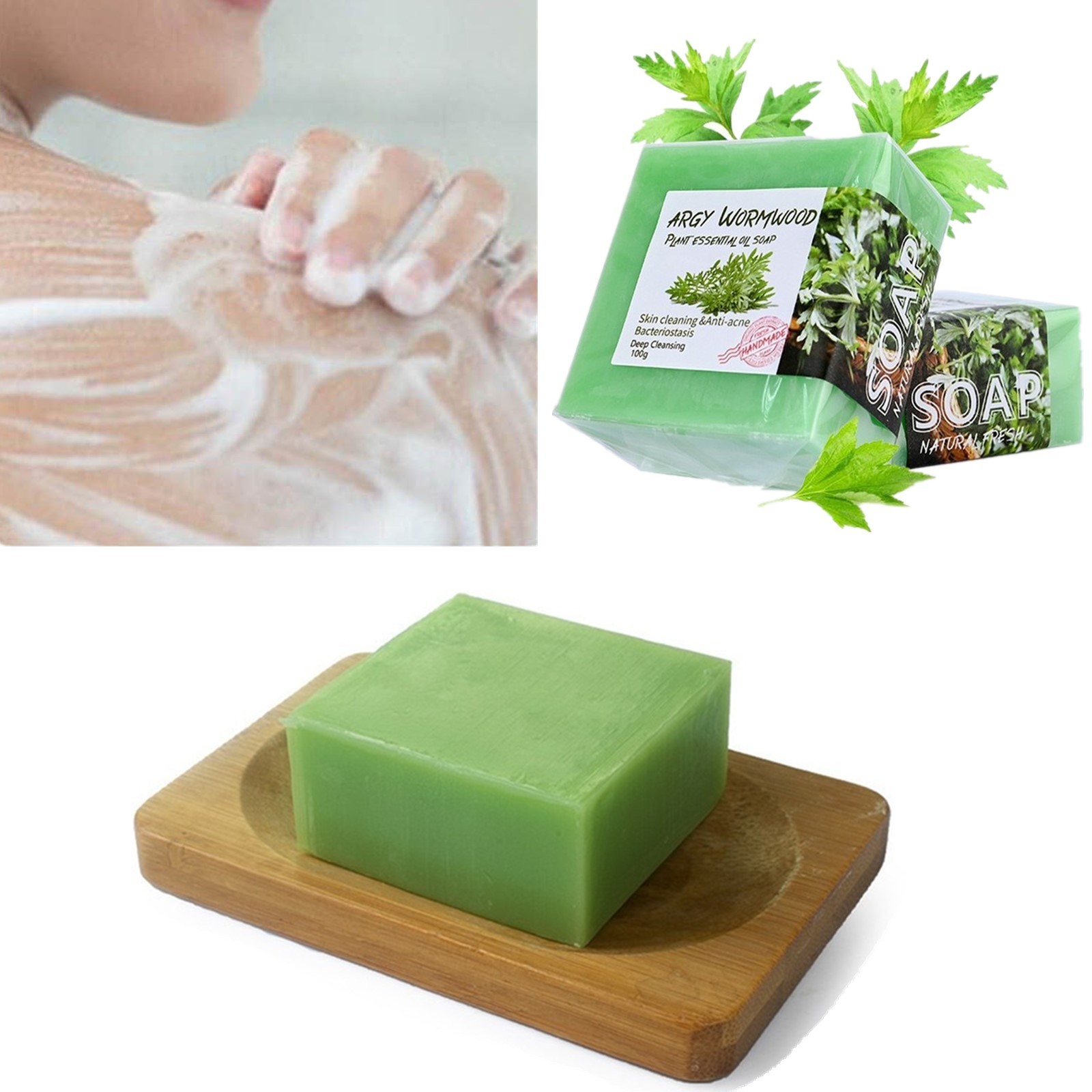 3PCS Argy Wormwood Daily Use Handmade Soap Moisturizing Essential Oil Soap
