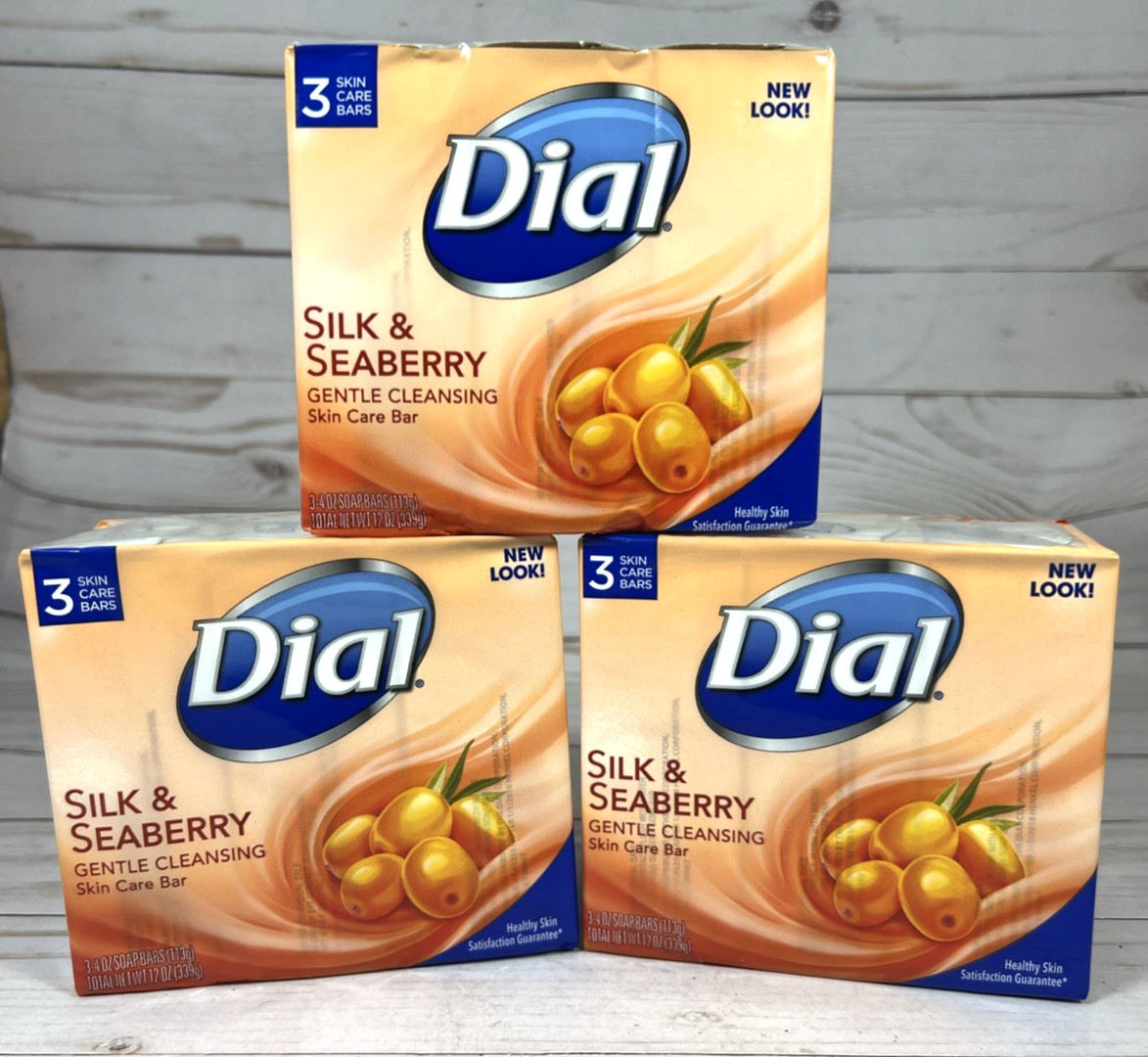 Dial Silk & Seaberry Gentle Cleansing Skin Care Bar 3-Count (3Packages) Rare