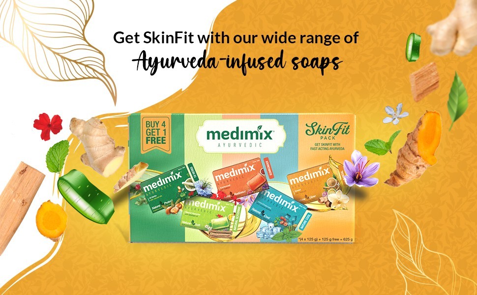 Medimix Ayurvedic SkinFit Soap Pack 625g | 5 Herbal Bathing Bars | Paraben Free