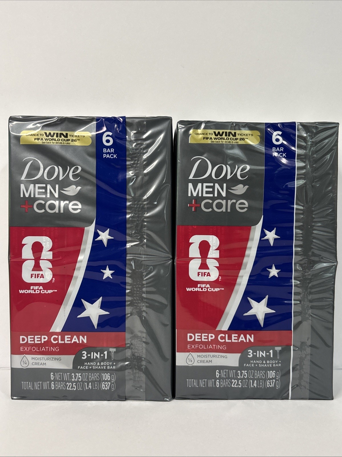 2 Dove Men+Care Deep Clean Bar Soap, 12 Bars, 3.75 oz Each