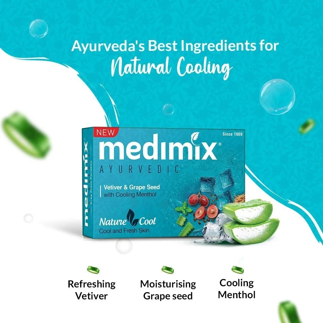 Medimix Ayurvedic Cool Bathing Soap Pack of 5x125g Each Packs For Unisex