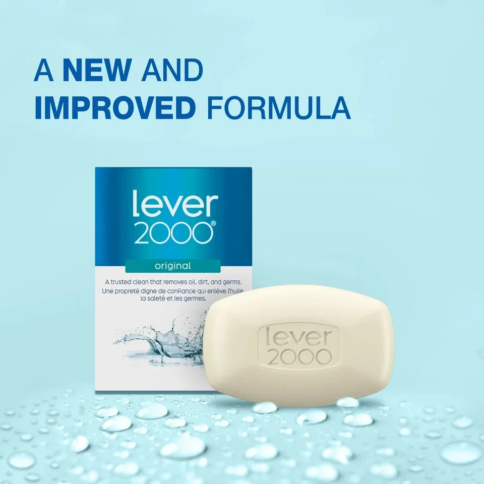 Lever 2000 Perfectly Cool Bar Soap, Original Refreshing for Dry Skin – Pack of 8