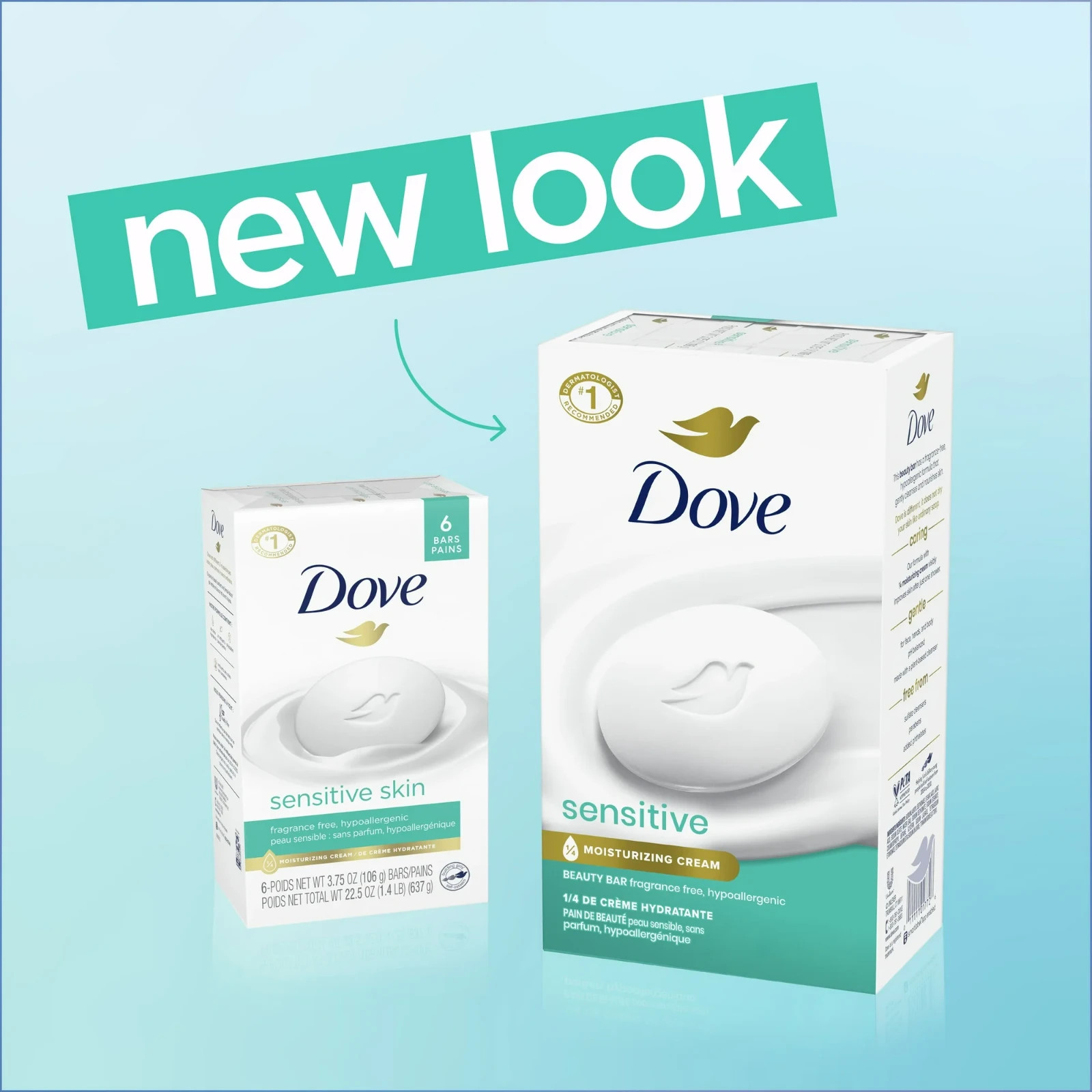 Dove Beauty Bar Soap Sensitive Skin Fragrance Free Hypoallergenic 2.6 oz