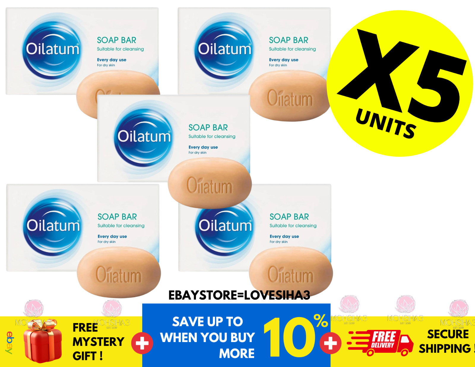 5 Boxes OILATUM Bar SOAP For Dry Skin 100g Gently Cleanses Moisturizes