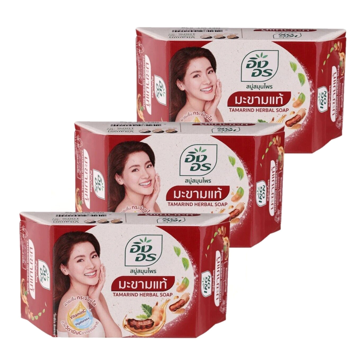 3x 85g Ing On Tamarind Herbal Soap Anti Acne Dark Spots Moisture Brighten Skin