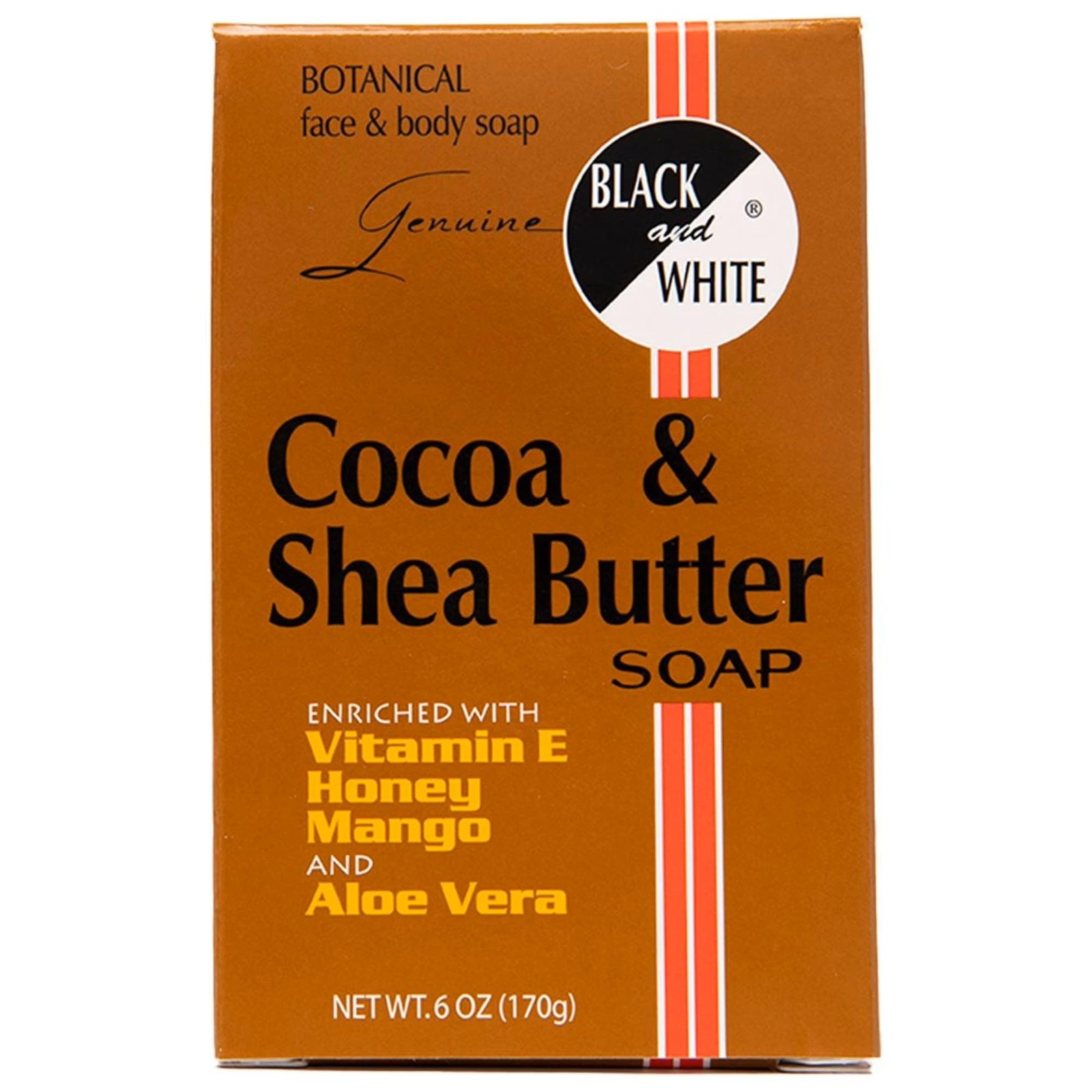 Black and White Cocoa & Shea Butter Soap 6.1 oz Ounce (Pack of 1)