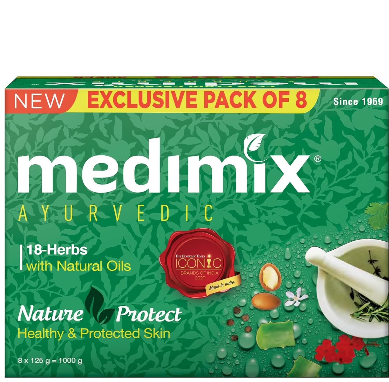 Medimix Ayurvedic Bathing Soap 125g x 8 Bars | Natural Herbal Cleanser |EXP 2026