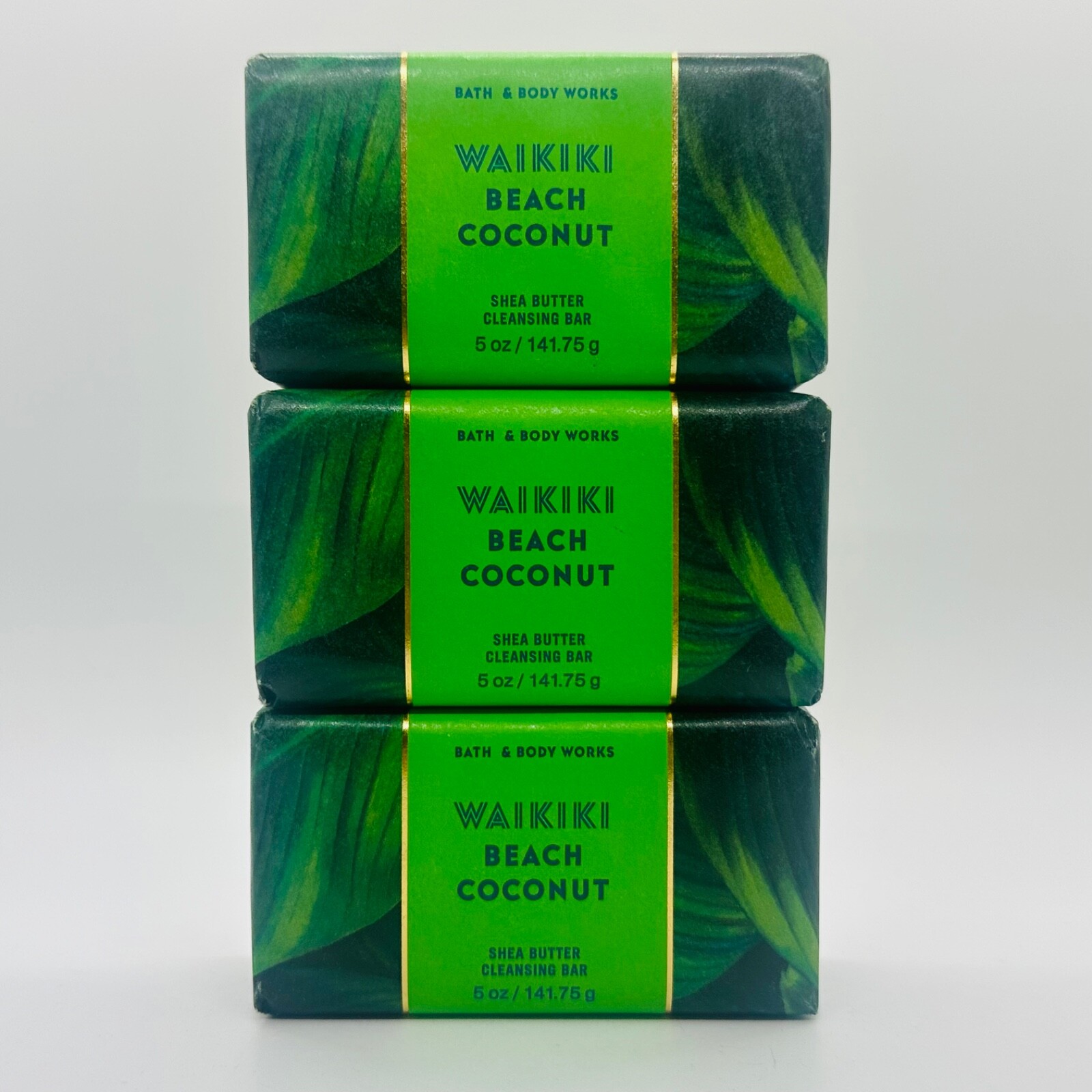 3 Bath & Body Works WAIKIKI BEACH COCONUT Shea Butter Cleansing Bar Soap 5 oz