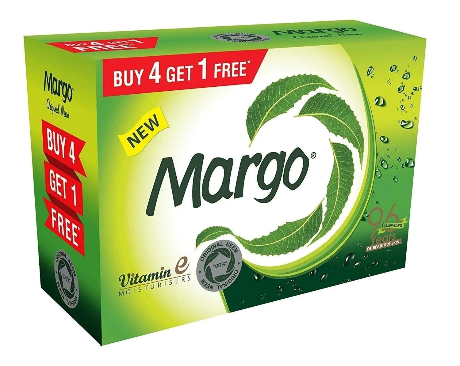 Margo Neem Soap 100g × 5 • Natural Antibacterial Herbal Cleanser + Vit E