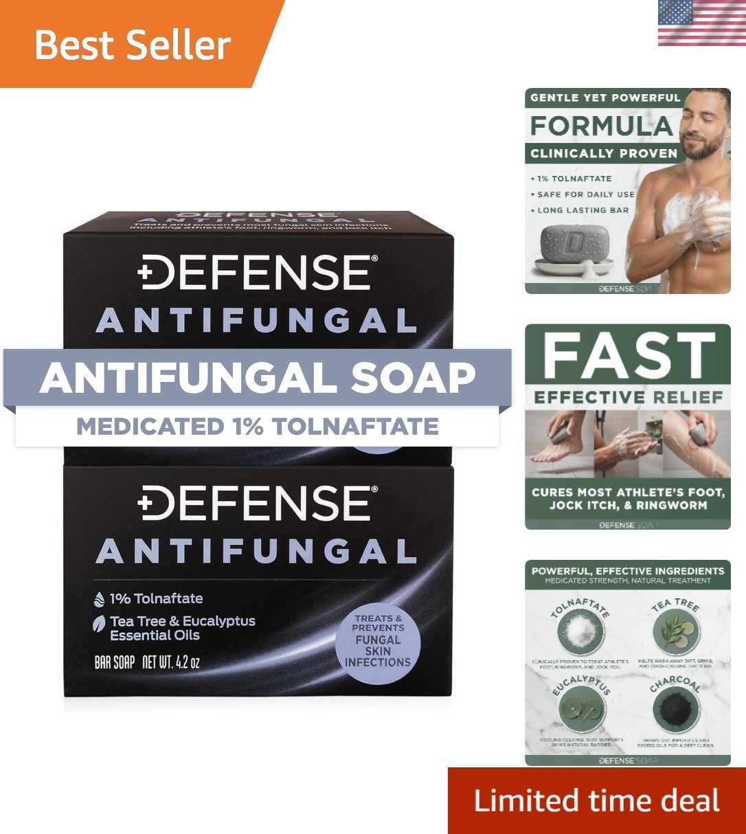 Defense Medicated Antifungal Soap 2-Pack – Itch Control with Natural Ingredients