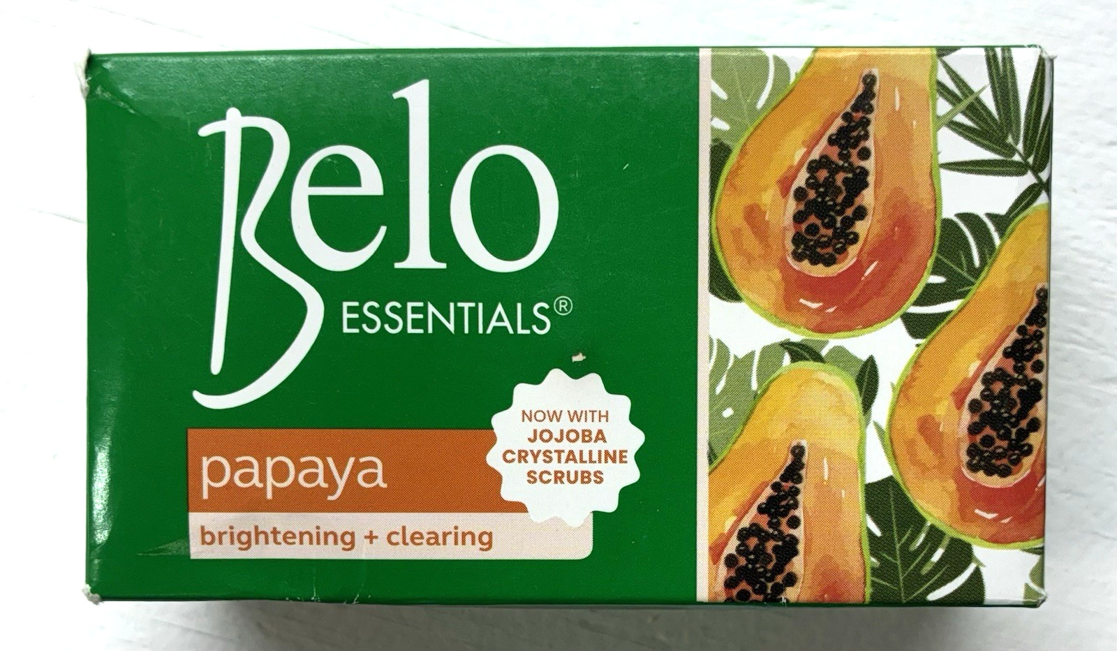 BELO Essentials Papaya Brightening + Clearing Body & Face Bar Soap 135g New