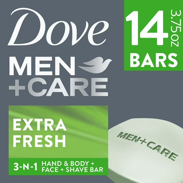Dove Men+Care Body And Face Bar Soap, Extra Fresh, 3.75 oz, 14 ct Great Price