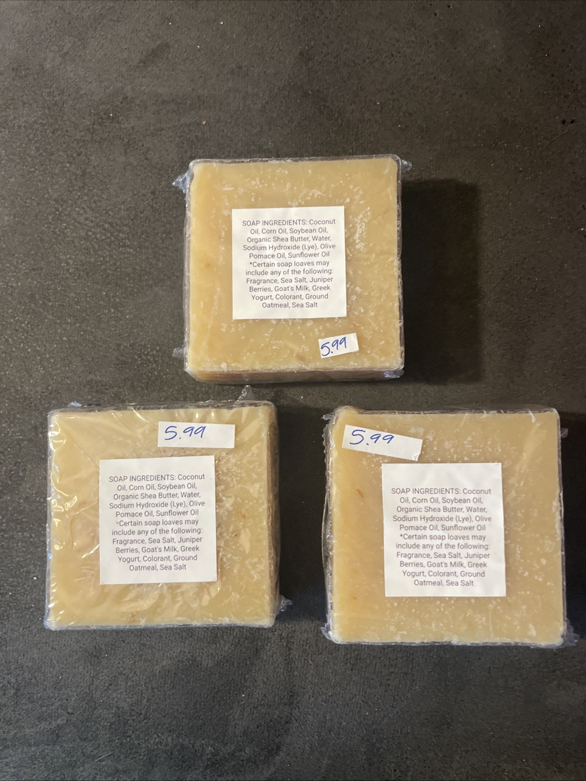 (3), 4 1/2 OZ Sandalwood Patchouli Bath Soap Bar From Denver Soap & Candle Co.