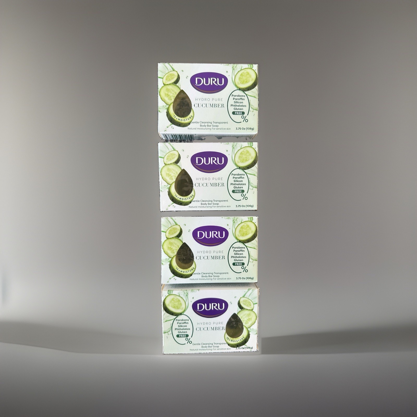 4 Pack Duru Hydro Pure Cucumber Transparent Body Bar Soap 3.75 oz Sensitive Skin