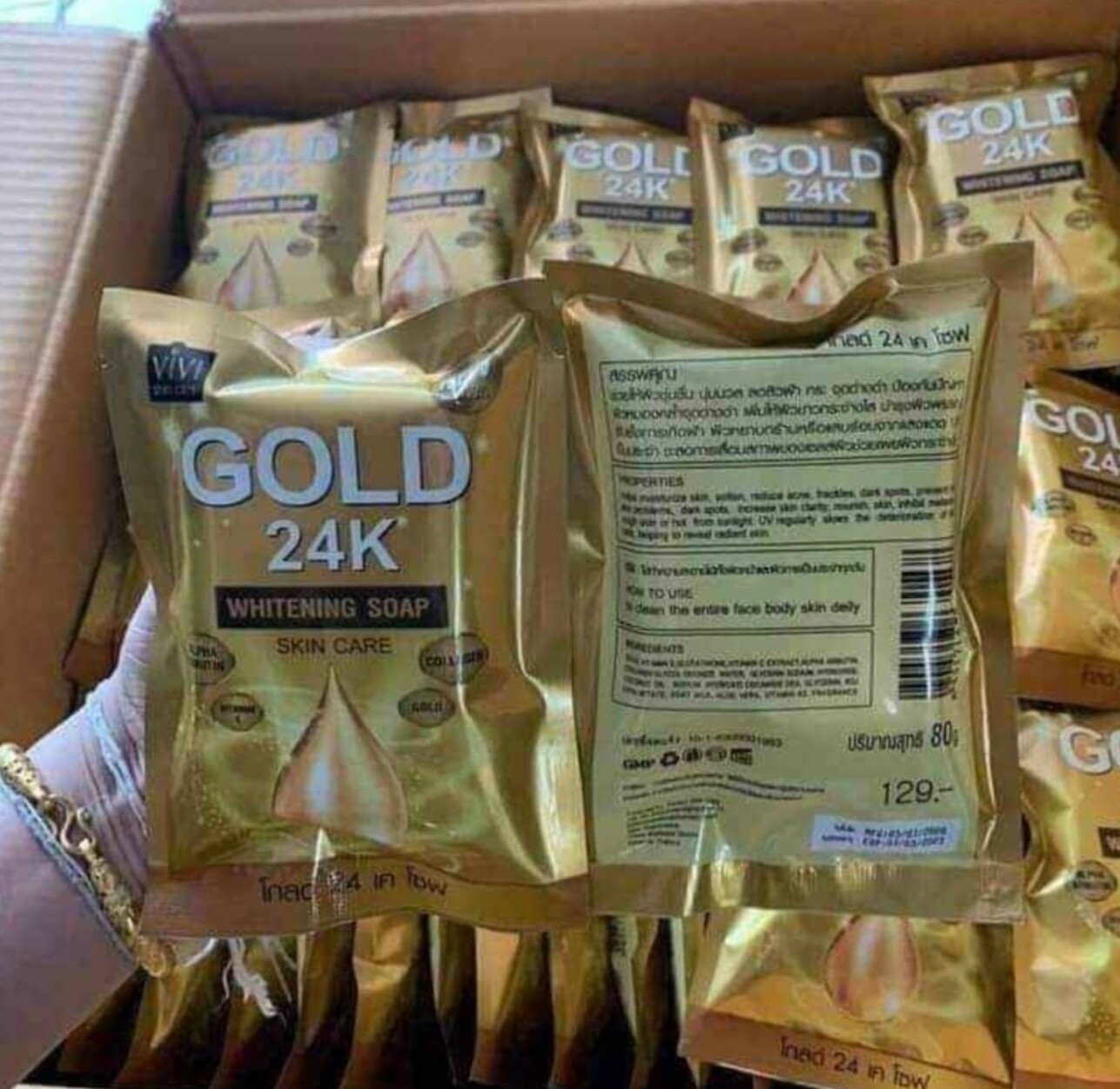 VIVI Gold 24K Whitening Soap Collagen 3x80g Nourish Moisture Face Body Skin Care