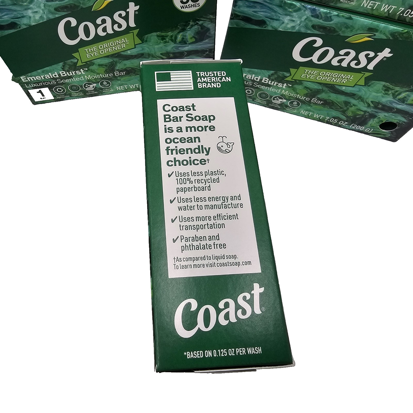 Coast® Emerald Burst Moisturizing Bar Soap 7.05 Oz each Lot of 5 Bars
