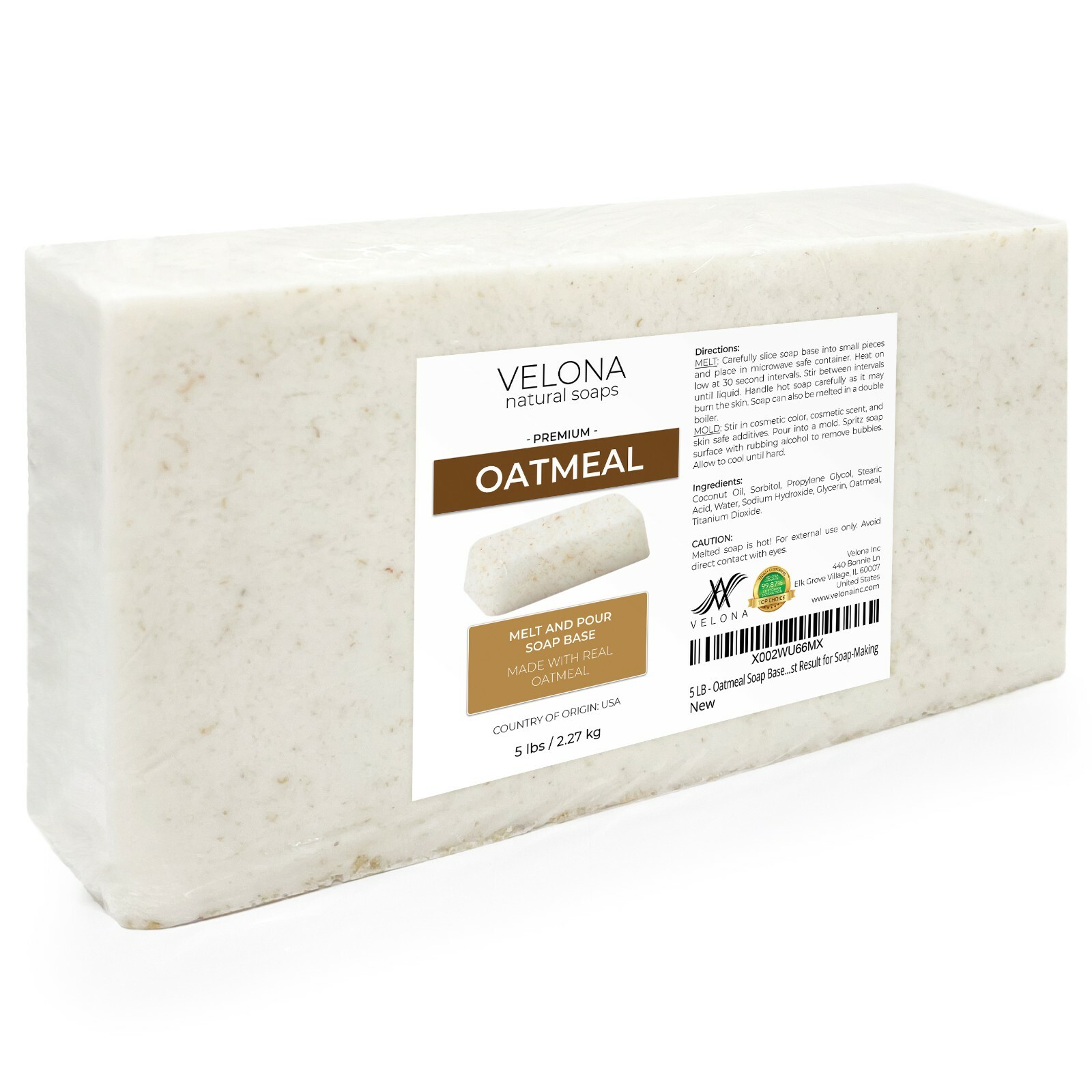 2,4,5,10,25 LB – Oatmeal Soap Base by Velona | SLS/SLES free | Melt and Pour