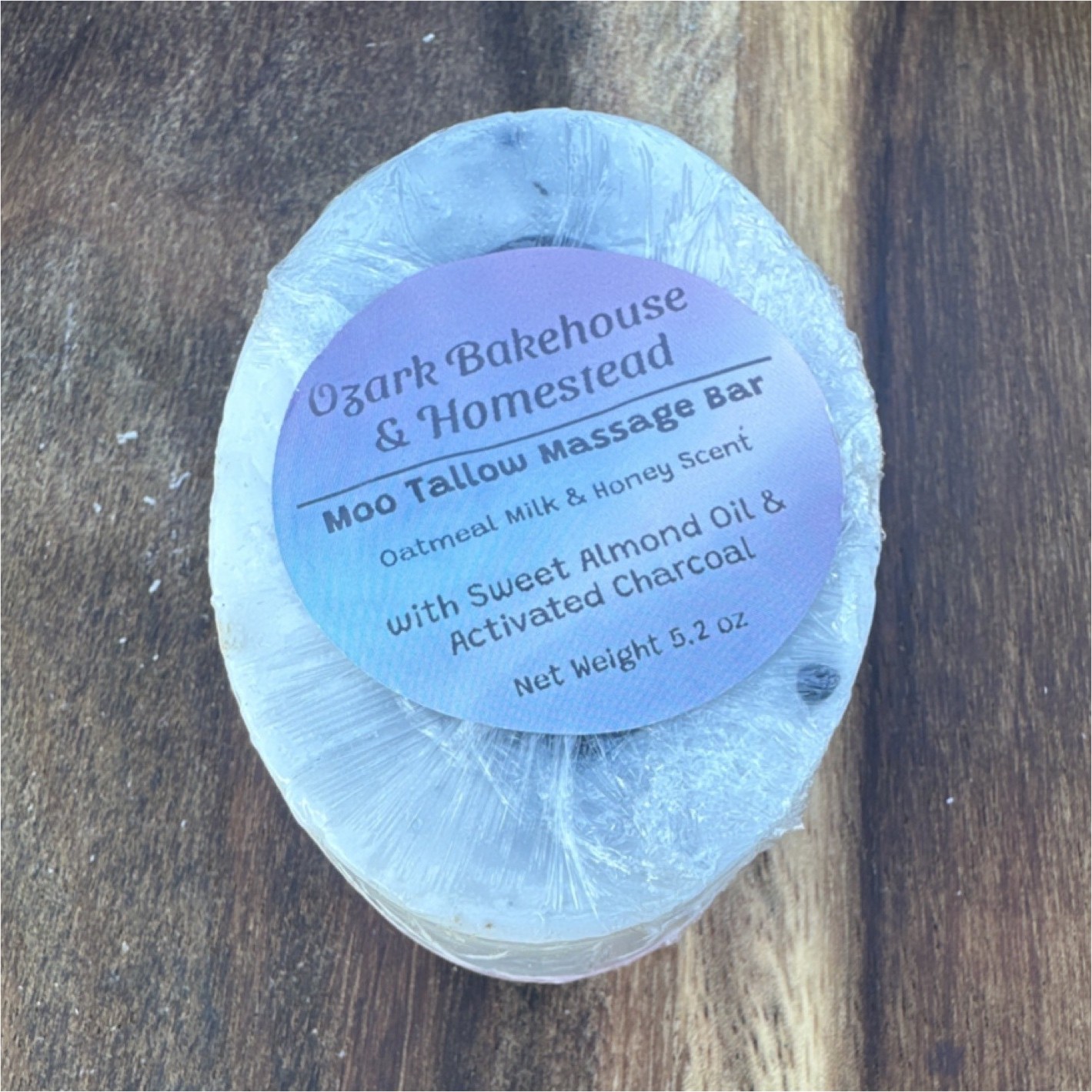 Ozark Bakehouse & Homestead Moo Tallow Massage Bar Oatmeal Milk & Honey 5.2oz