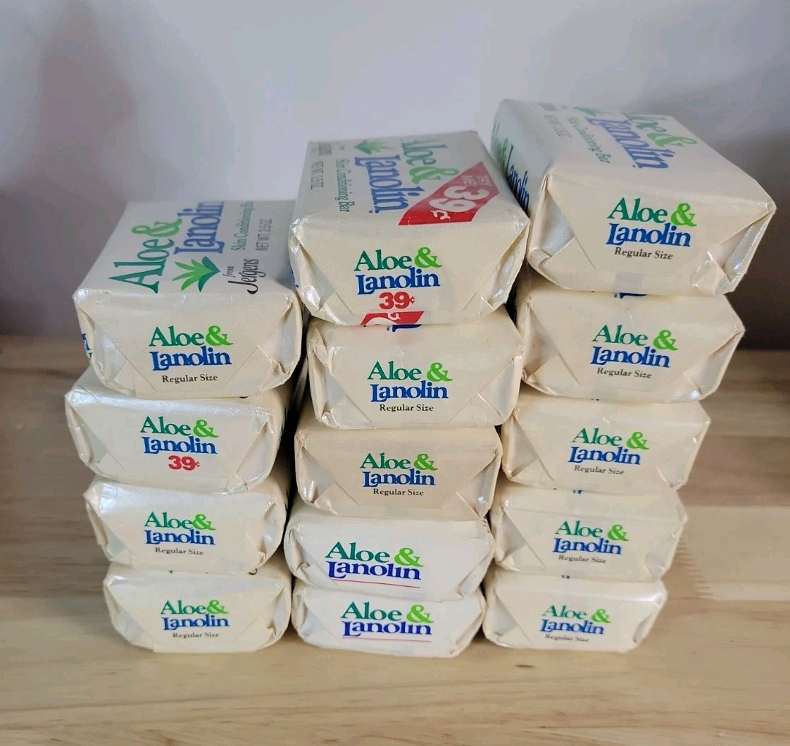 Lot Of 14 Vintage Jergens Aloe & Lanolin Skin Conditioning Bar Soap 3.5oz Size