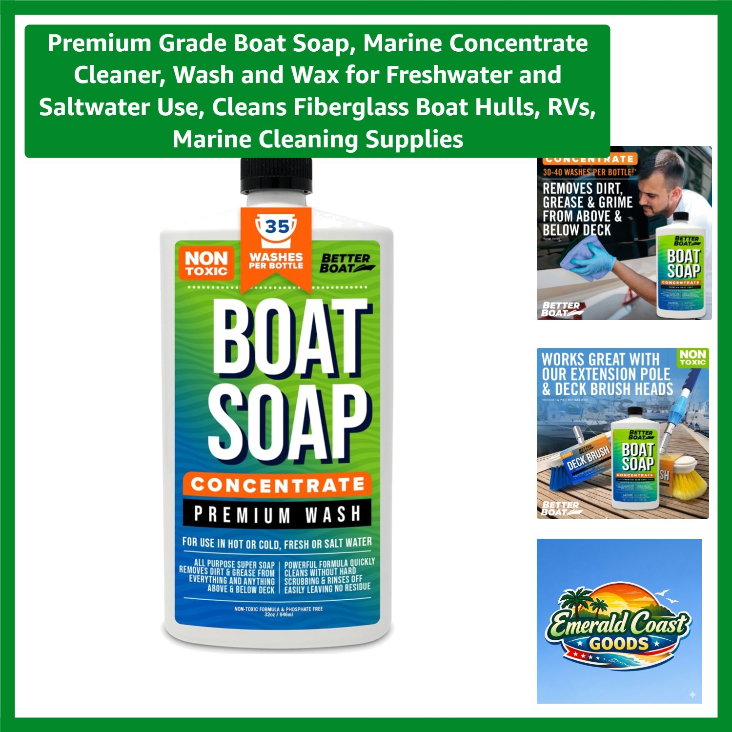 32 Fl Oz Marina Soap – Safe Cleaner for Fiberglass, Aluminum, and More