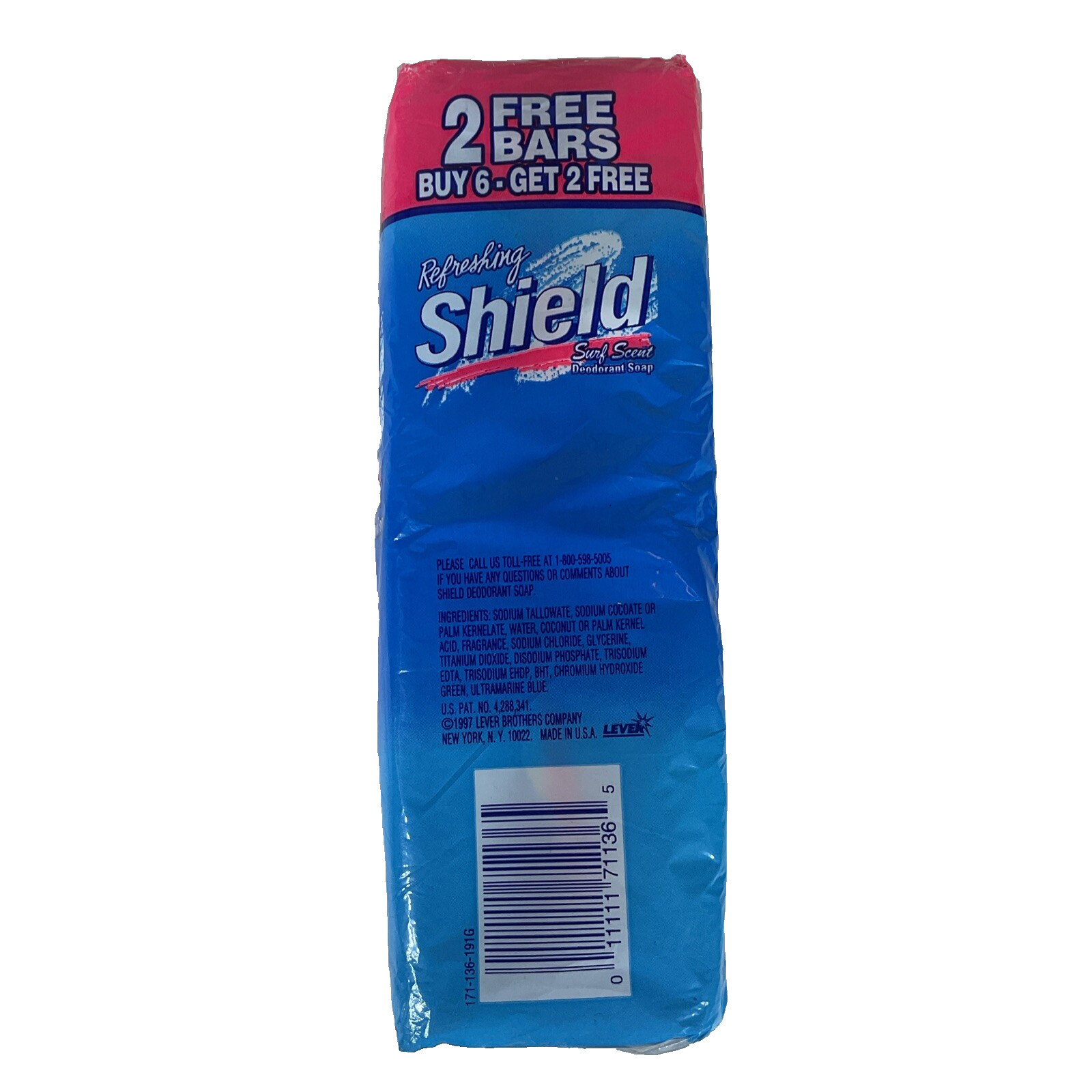 Vintage New 8 Bars Pack SHIELD Bar Soap 5oz SURF SCENT 1997 NOS SEALED 40 Oz