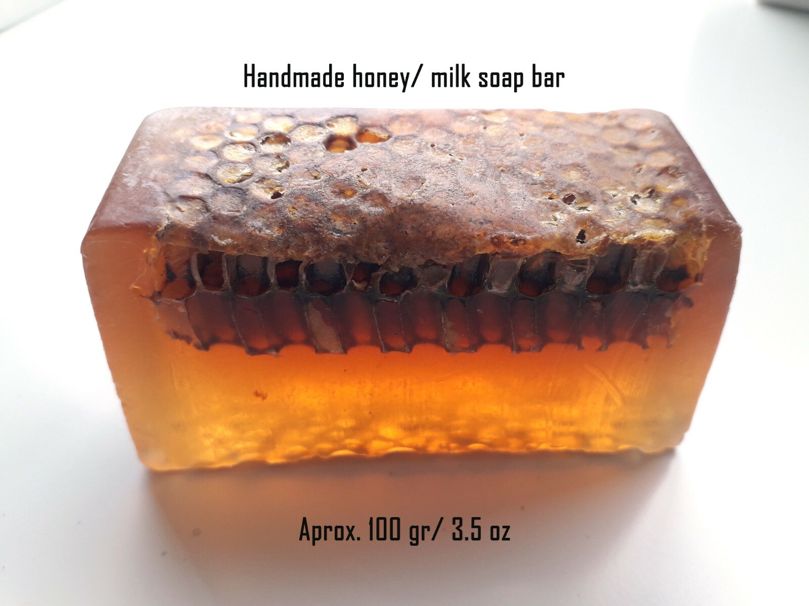 100 gr Handmade Honey Milk Soap Bar with Natural Hexagonal Honeycomb Cells