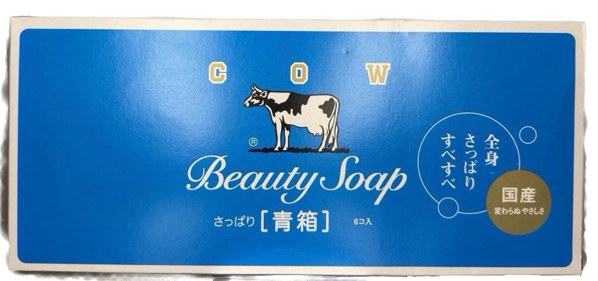 Cow Beauty Soap Blue Box – 6 Bars Set – Made in Japan – Mild Floral Scent