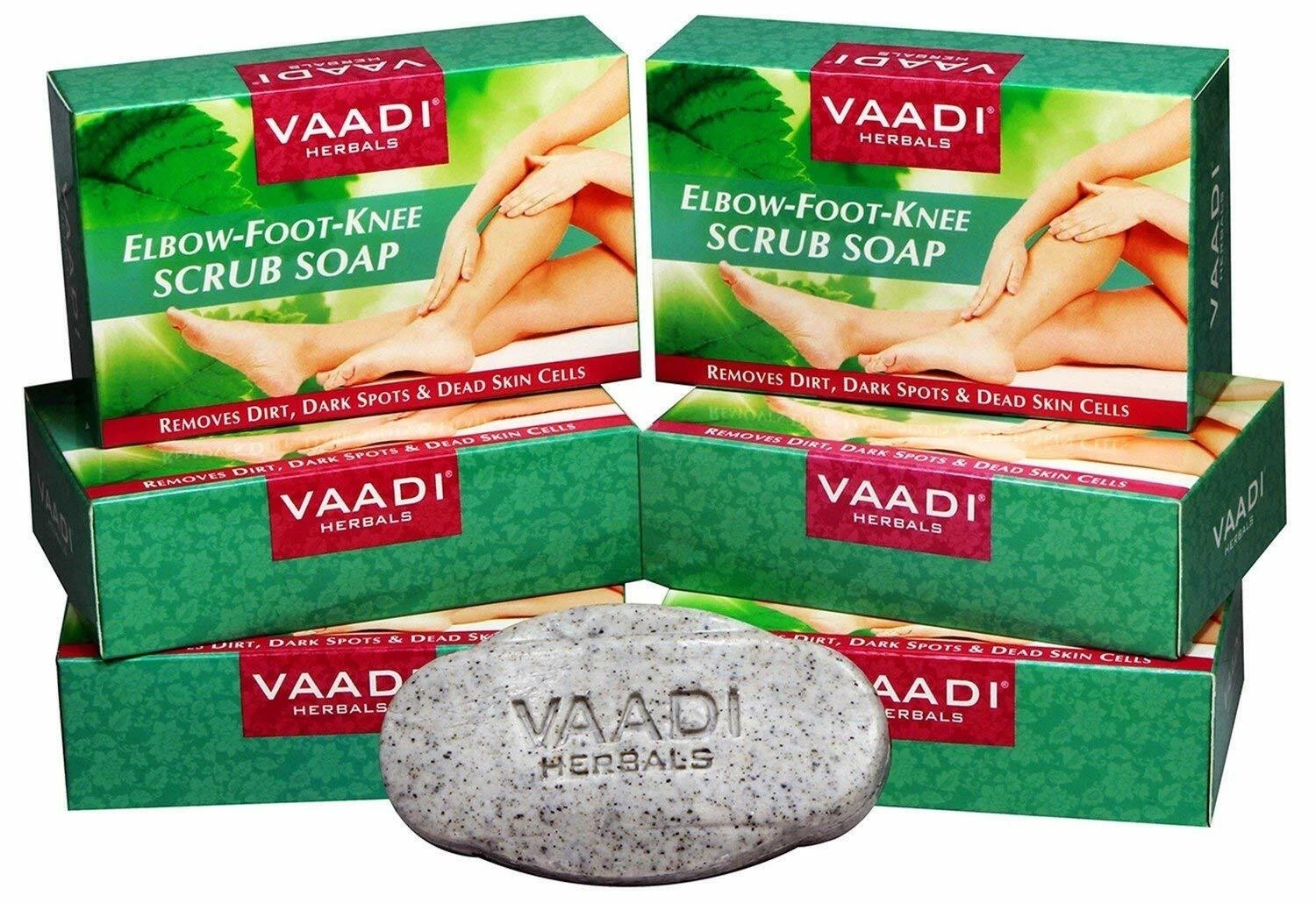 Vaadi Herbals Elbow Foot Knee Scrub Soap with Almond and Walnut Scrub, 75 gm