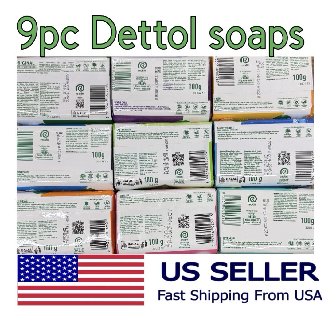 9pc Dettol Bar Soaps mixed with 100g Each Free Shipping USA