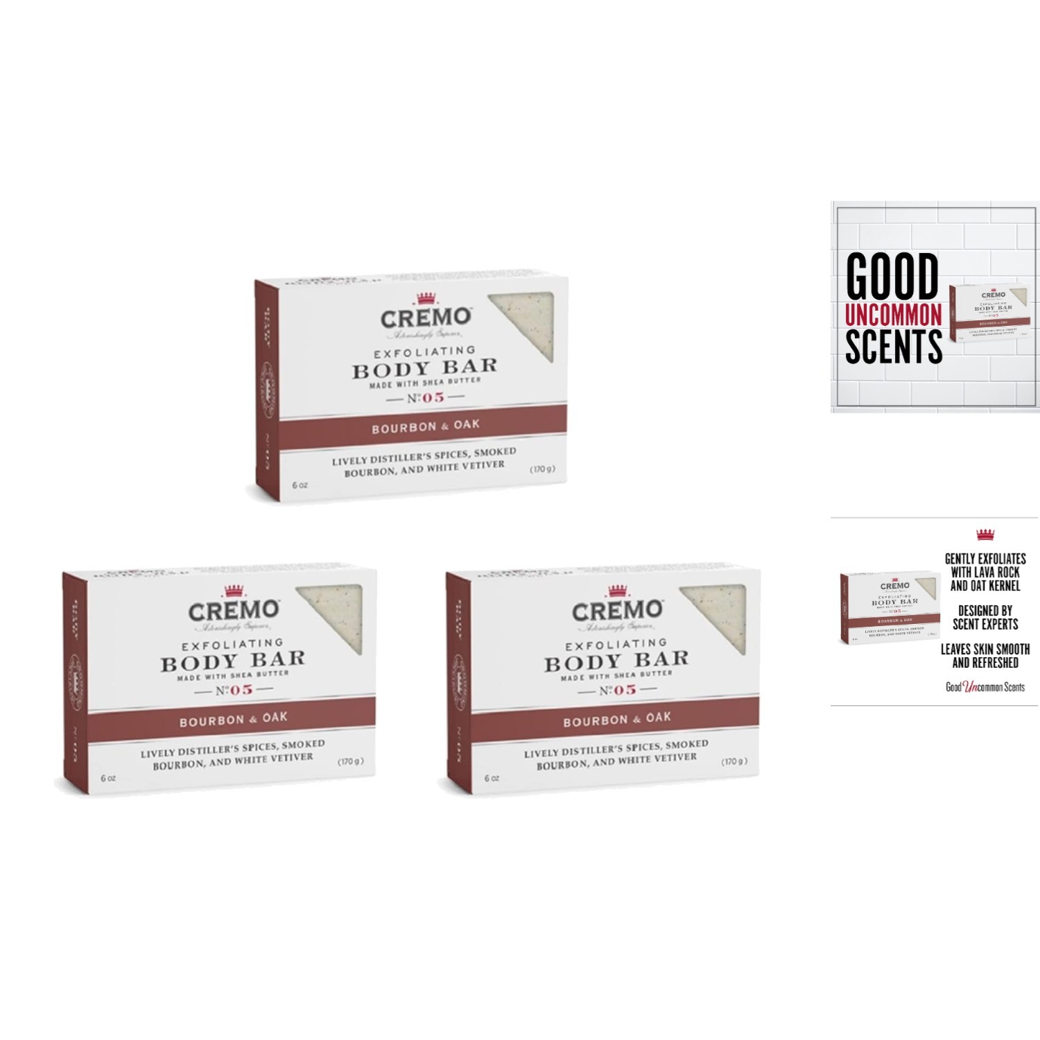 Sophisticated Bourbon Oak Exfoliating Body Bars Set – 3 Organic Bars for Men