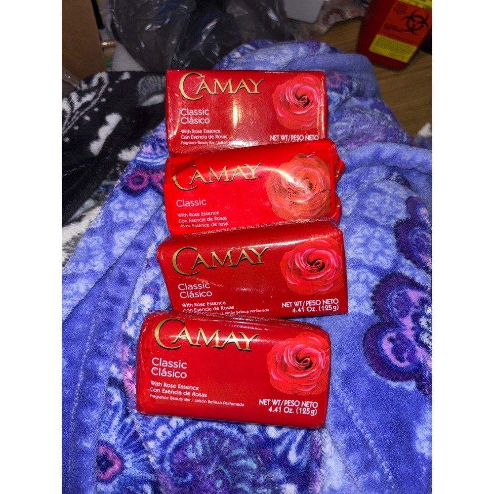 Camay Classic Fragrance Beauty Bar Soap Rose Essence 4.41oz Lot of 4 Bars
