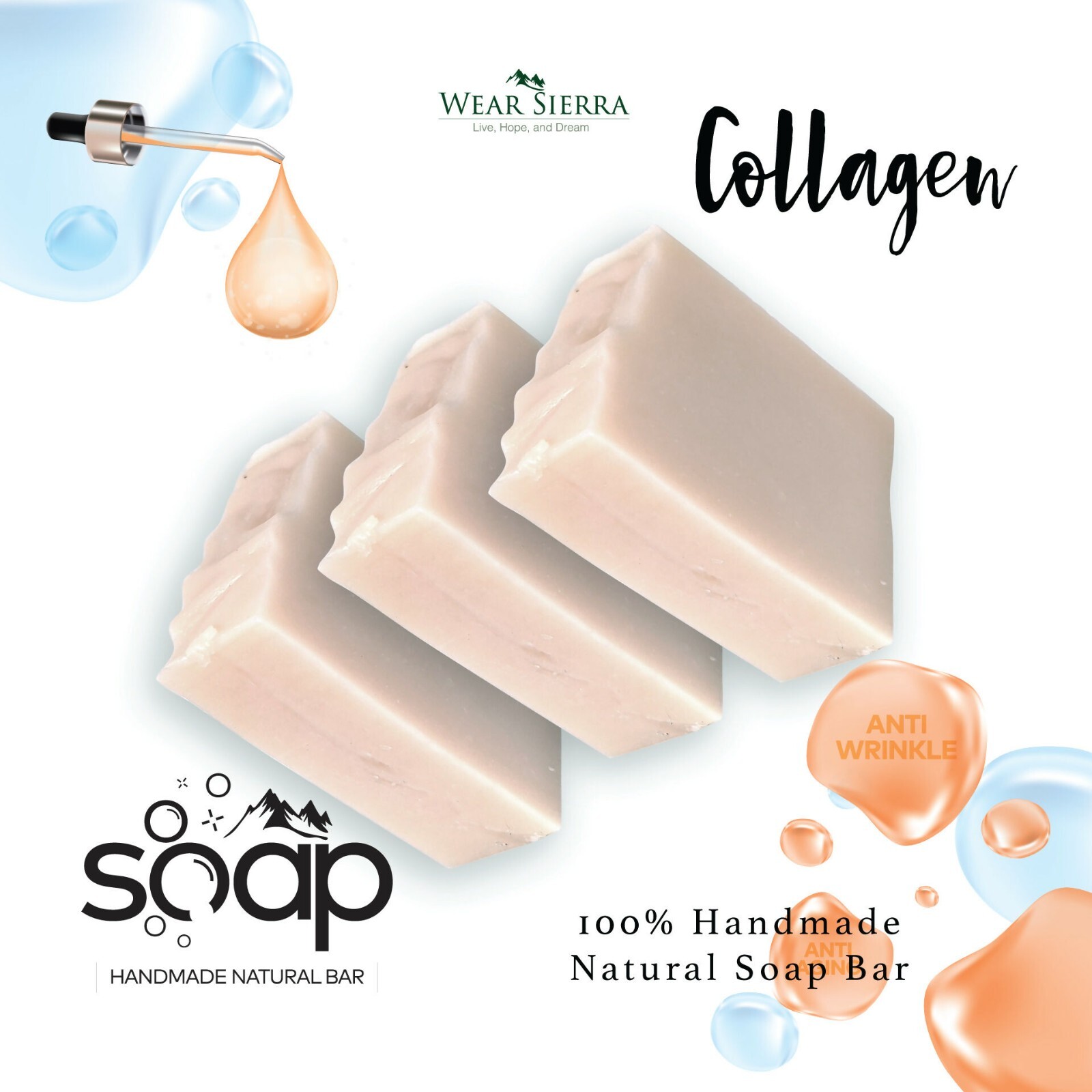 Natural Handmade Collegen Soap Bar Pack , Anti-Aging, Gift For Her