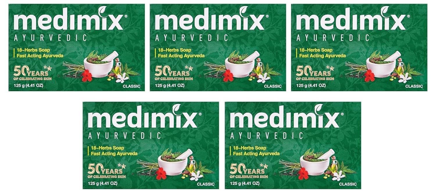 Medimix Ayurvedic Classic 18 Herbs Bathing Soap 125g 100% Vegan ( Pack of 5 )