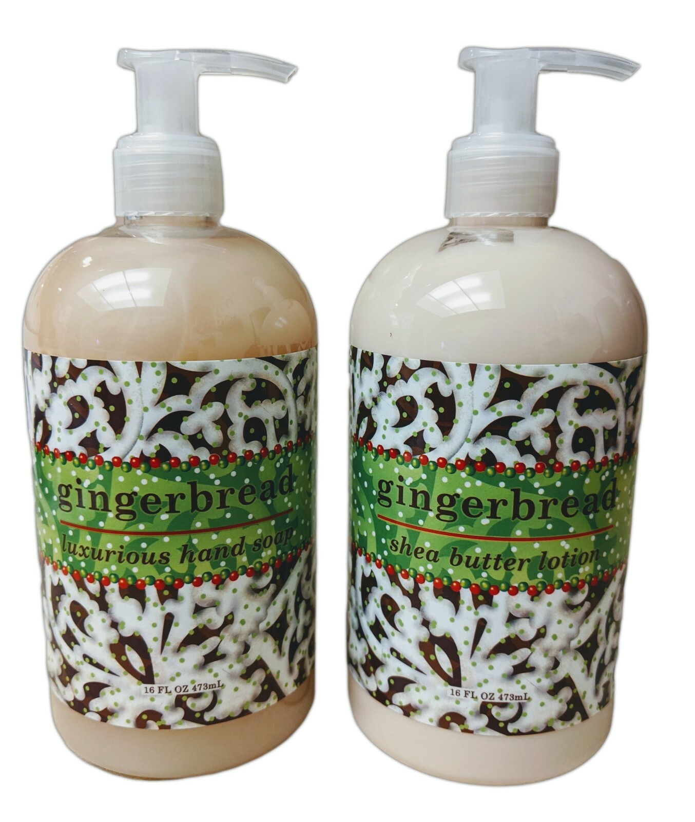 Greenwich Bay GINGERBREAD Holiday Shea Butter Hand Soap & Lotion Set, 16oz. Each