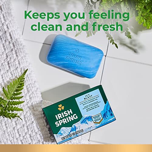 Irish Spring Icy Blast Bar Soap 24 Pack 3.7 Oz Deodorant Soap For Men