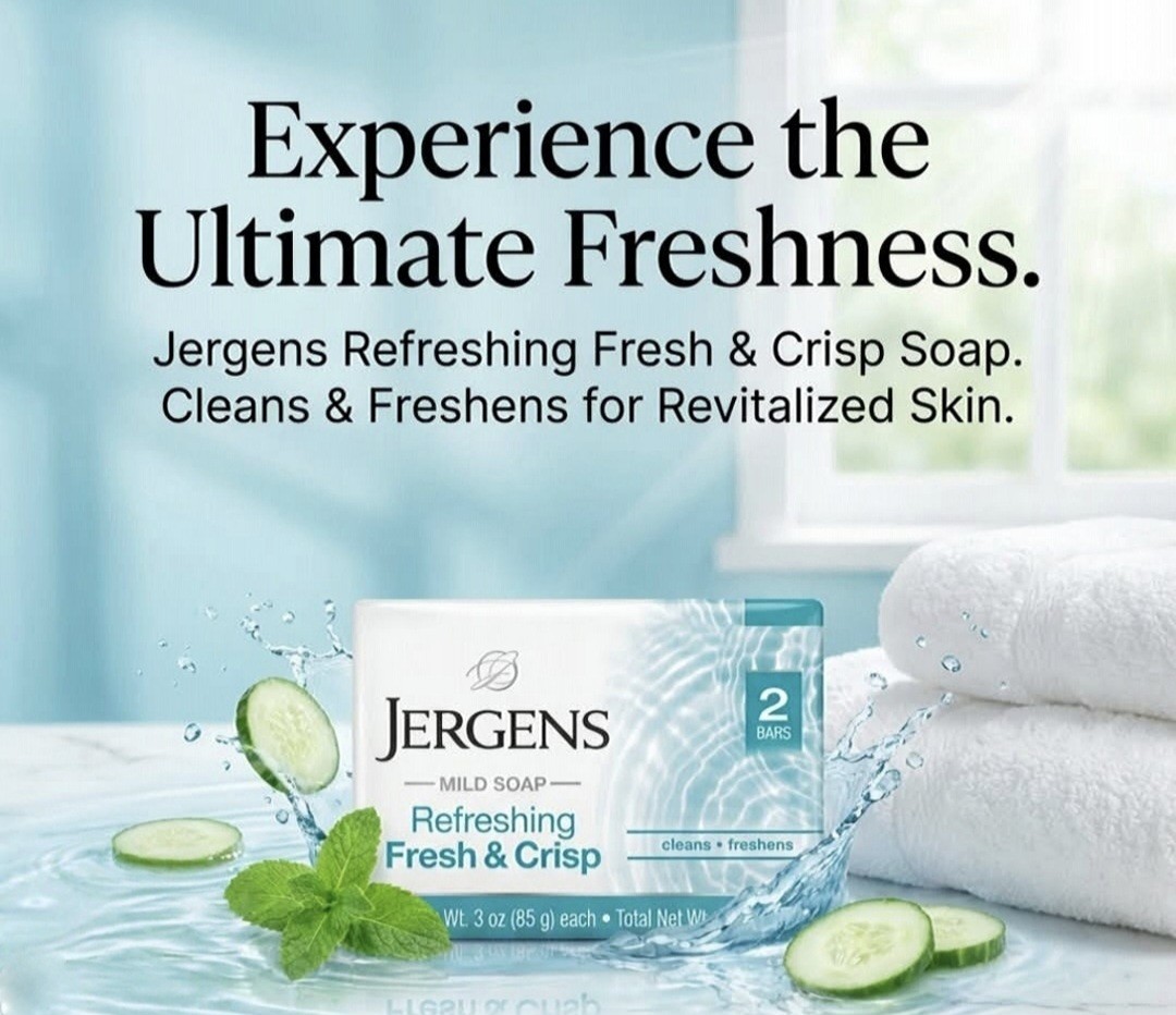 🩵 JERGENS 🩵 (4-BARS) 3 Oz 🩵🫧 ●FRESH & CRISP● 🩵🫧 ≈REFRESHING≈ Mild Soap 🫧.